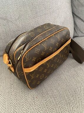Louis Vuitton Brown Monogram Messenger Bag with Tan Trim